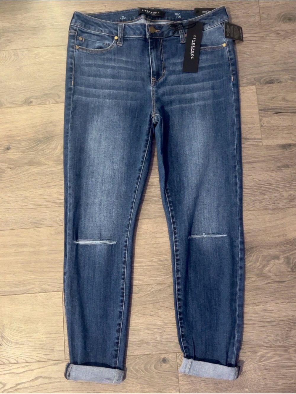 Liverpool Jeans Company Boyfriend Jeans in Medium Blue with Knee Slits
